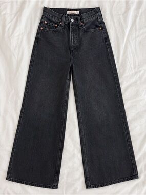 Levi’s Ribcage Wide Leg Jeans Washed Black High Rise Size 27